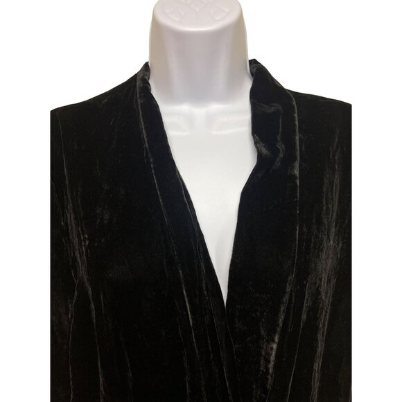 Good American Women's Robe Kimono Black Velvet Wrap Belt Viscose Jacket Large - Picture 3 of 12